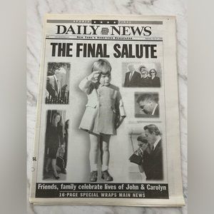 New York Daily News dated 7/24/1999. The Final Salute to JFK Jr